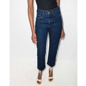 WANDLER Carnation Cropped Mid-Rise Straight-Leg Jeans / Size 25 / Dark Stone